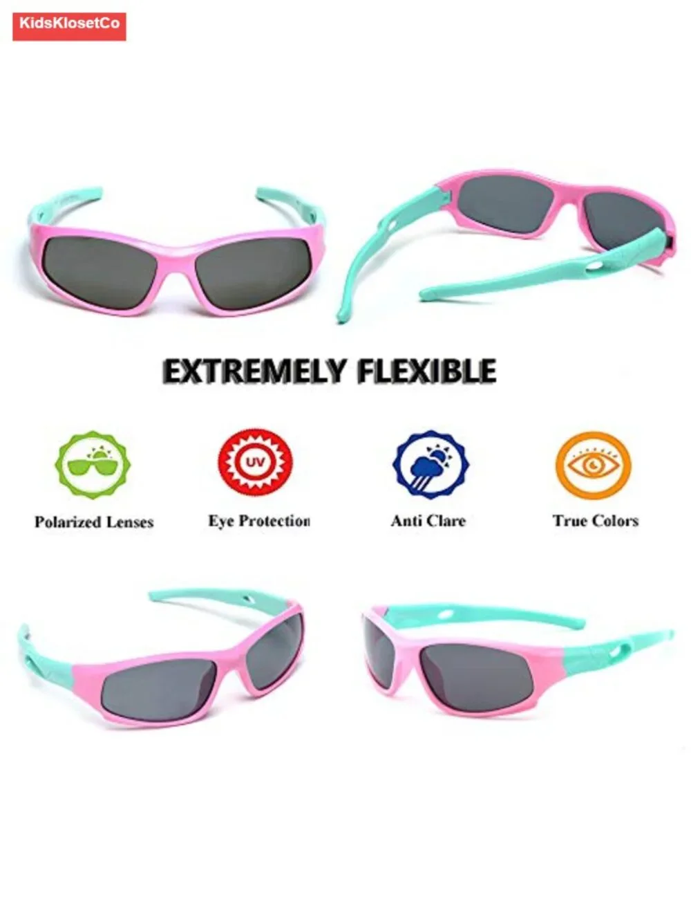 Kids Polarized Sunglasses with Adjustable Strap Unbreakable Rubber